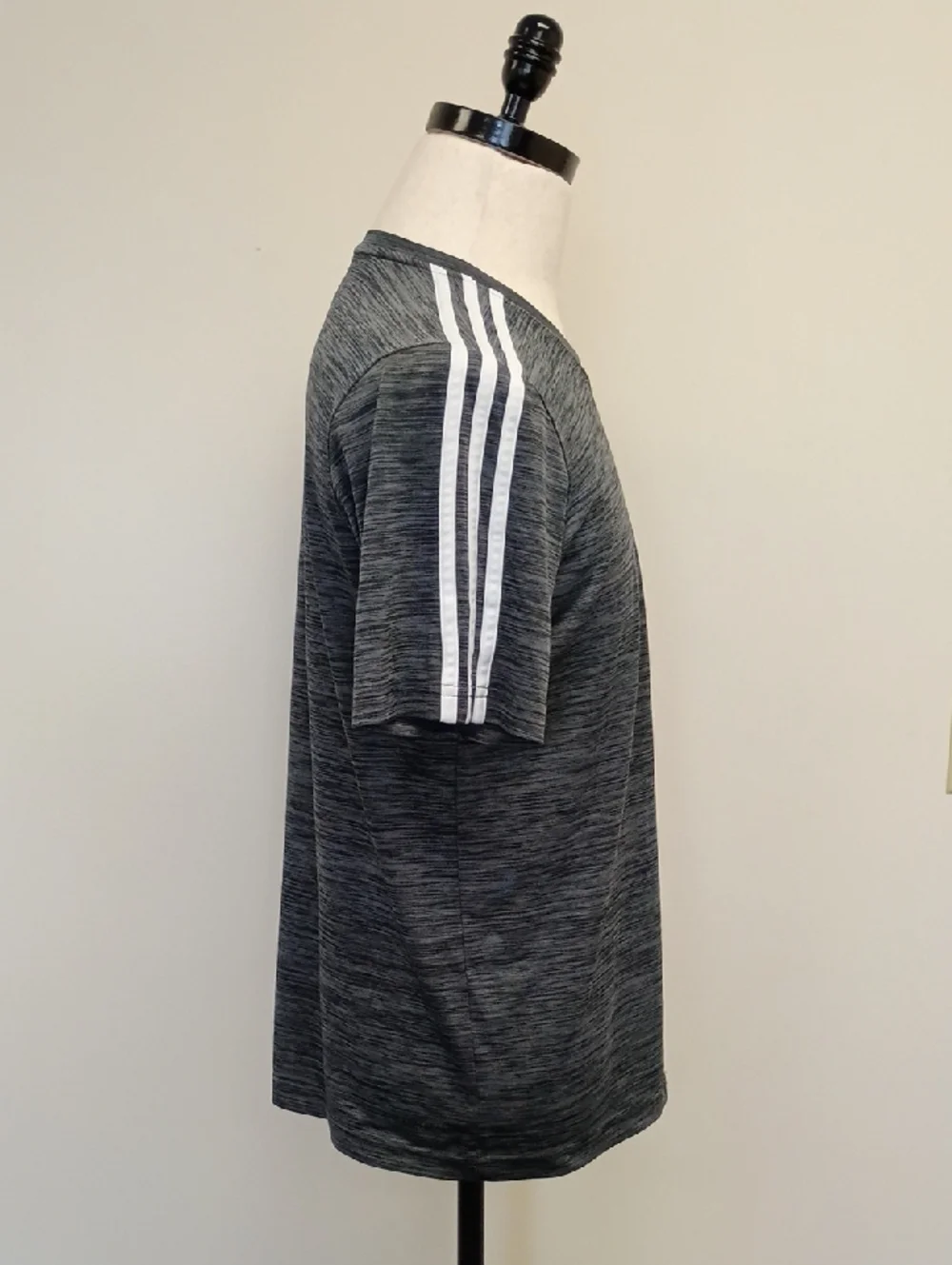 Adidas Primegreen Aeroready Shirt Heather Gray 3 Stripe Athletic Tee Size Small